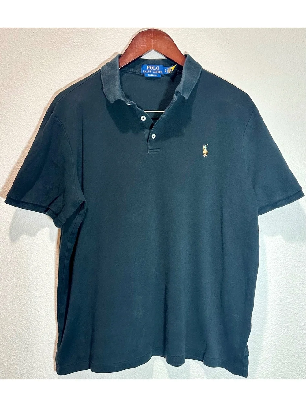 Polo Ralph Lauren Men’s L Black Classic Fit Multicolor Pony Logo Polo Shirt